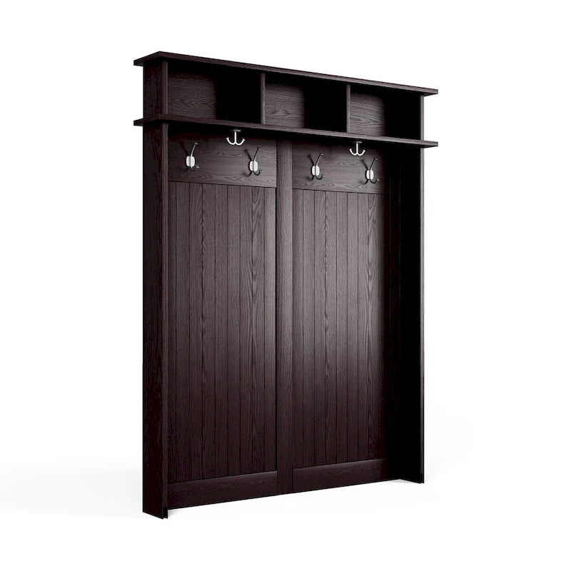 John Louis Home Solid Wood Hall Tree with Shoe and 1 Bin Storage