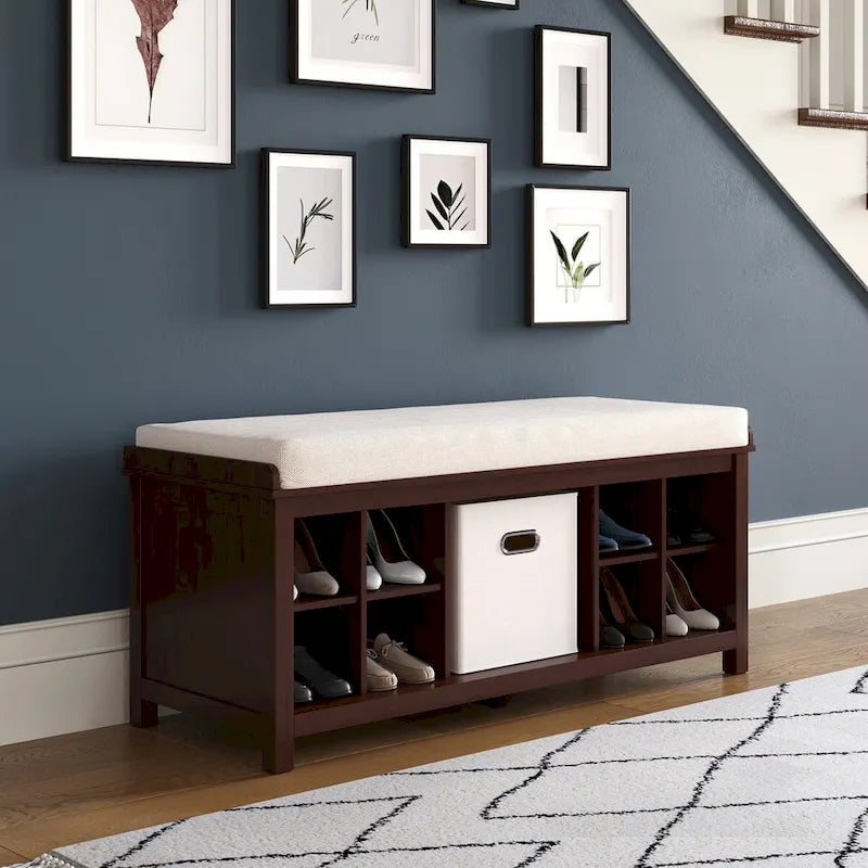 John Louis Home Solid Wood Hall Tree with Shoe and 1 Bin Storage