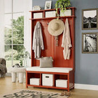 John Louis Home Solid Wood Hall Tree with Shoe and 1 Bin Storage