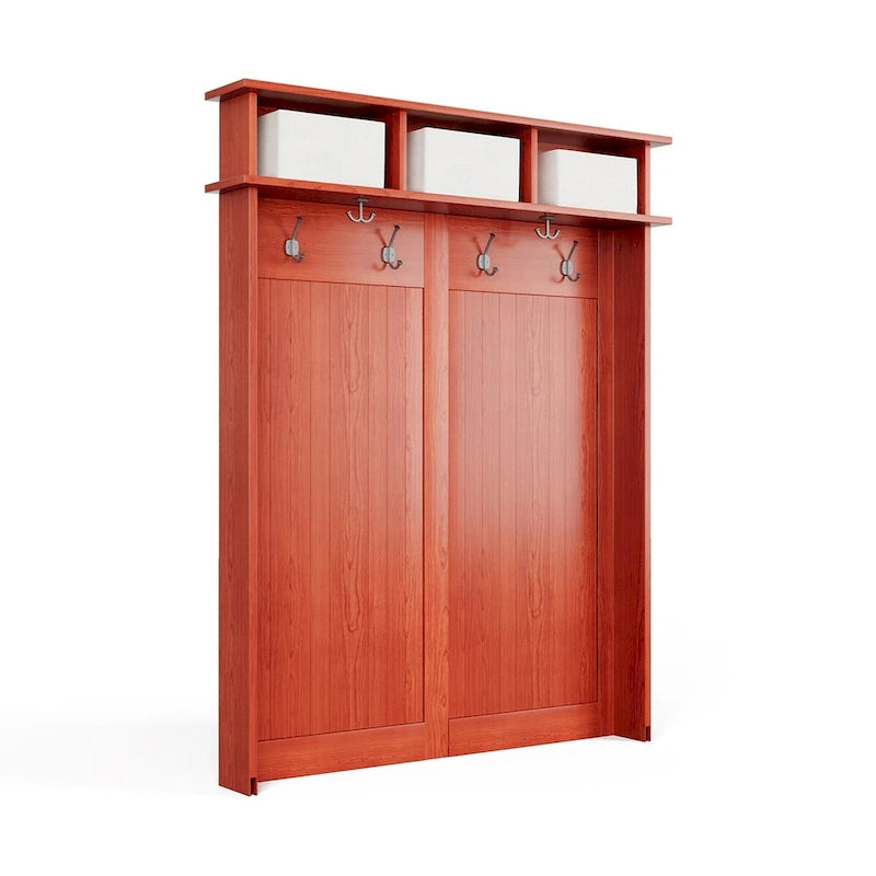 John Louis Home Solid Wood Hall Tree with Shoe and 1 Bin Storage