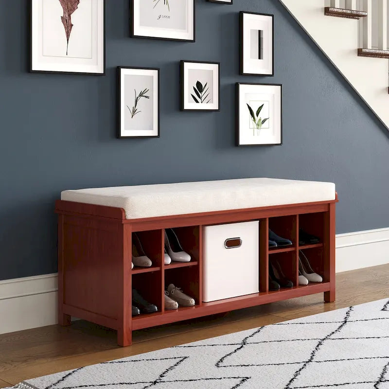 John Louis Home Solid Wood Hall Tree with Shoe and 1 Bin Storage