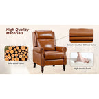 COZYMAN Genuine Leather Push Back Adjustable Recliner with Comfortable Arms for Living Room Chair