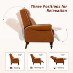 COZYMAN Genuine Leather Push Back Adjustable Recliner with Comfortable Arms for Living Room Chair