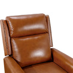 COZYMAN Genuine Leather Push Back Adjustable Recliner with Comfortable Arms for Living Room Chair