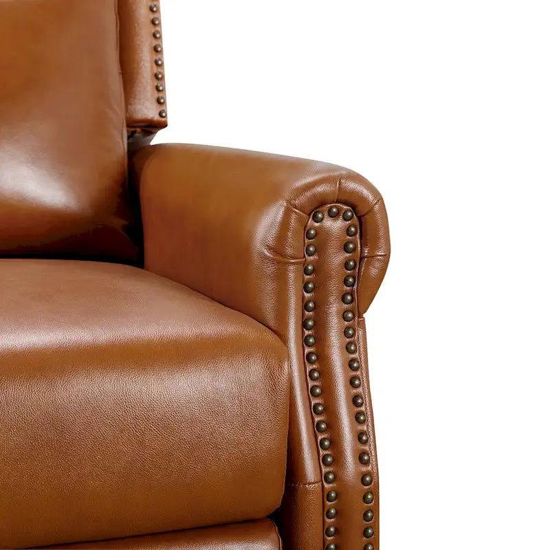 COZYMAN Genuine Leather Push Back Adjustable Recliner with Comfortable Arms for Living Room Chair