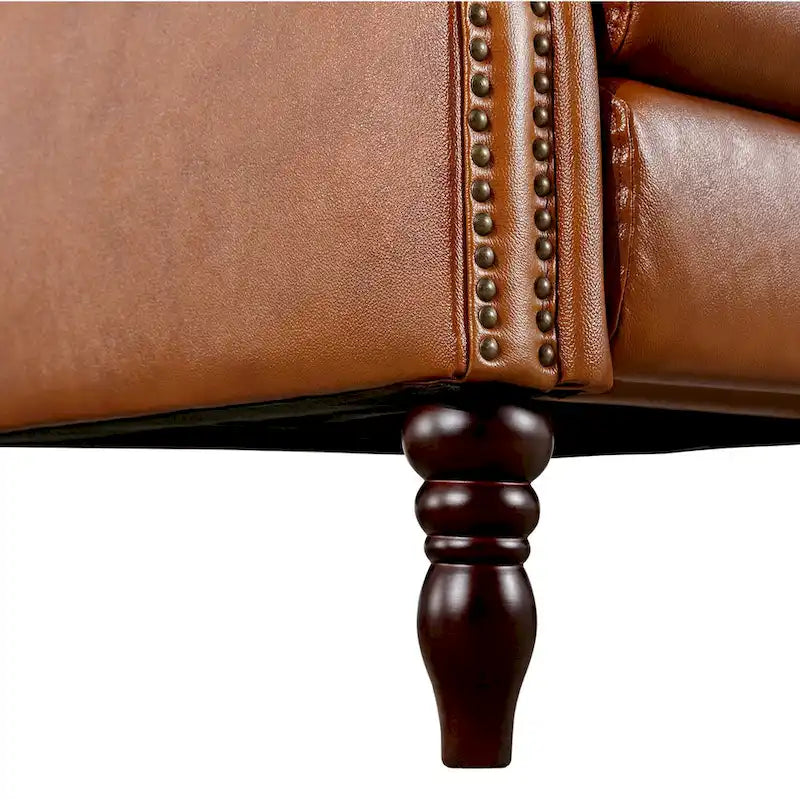COZYMAN Genuine Leather Push Back Adjustable Recliner with Comfortable Arms for Living Room Chair