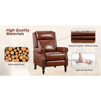 COZYMAN Genuine Leather Push Back Adjustable Recliner with Comfortable Arms for Living Room Chair