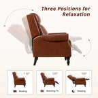 COZYMAN Genuine Leather Push Back Adjustable Recliner with Comfortable Arms for Living Room Chair