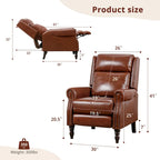 COZYMAN Genuine Leather Push Back Adjustable Recliner with Comfortable Arms for Living Room Chair