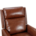 COZYMAN Genuine Leather Push Back Adjustable Recliner with Comfortable Arms for Living Room Chair