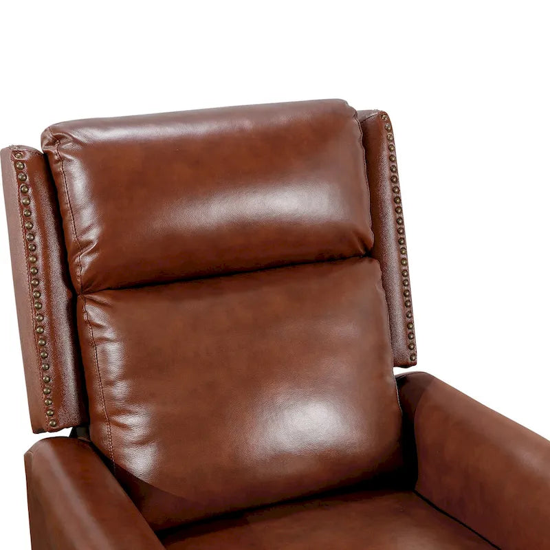 COZYMAN Genuine Leather Push Back Adjustable Recliner with Comfortable Arms for Living Room Chair