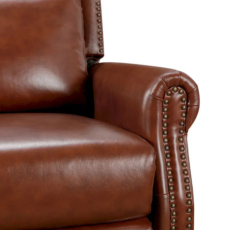 COZYMAN Genuine Leather Push Back Adjustable Recliner with Comfortable Arms for Living Room Chair