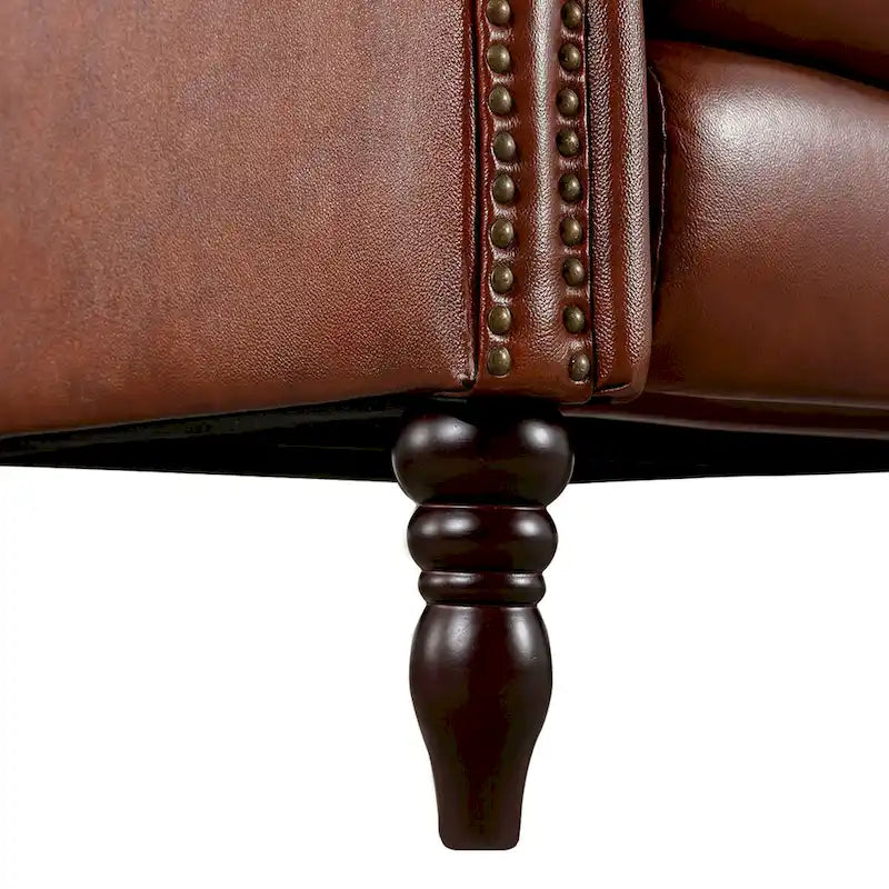 COZYMAN Genuine Leather Push Back Adjustable Recliner with Comfortable Arms for Living Room Chair