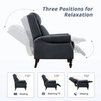 COZYMAN Genuine Leather Push Back Adjustable Recliner with Comfortable Arms for Living Room Chair