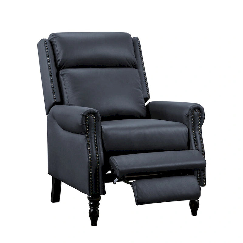 COZYMAN Genuine Leather Push Back Adjustable Recliner with Comfortable Arms for Living Room Chair