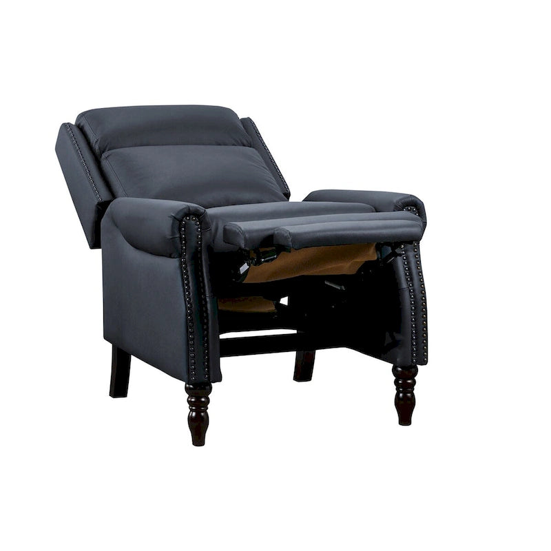COZYMAN Genuine Leather Push Back Adjustable Recliner with Comfortable Arms for Living Room Chair