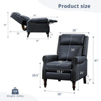 COZYMAN Genuine Leather Push Back Adjustable Recliner with Comfortable Arms for Living Room Chair