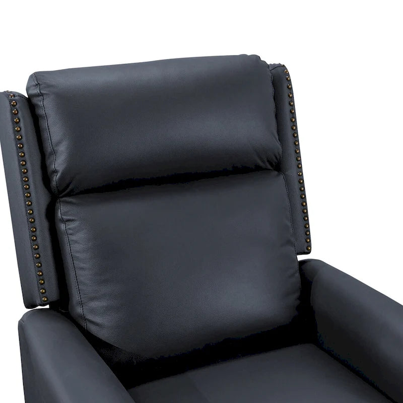 COZYMAN Genuine Leather Push Back Adjustable Recliner with Comfortable Arms for Living Room Chair