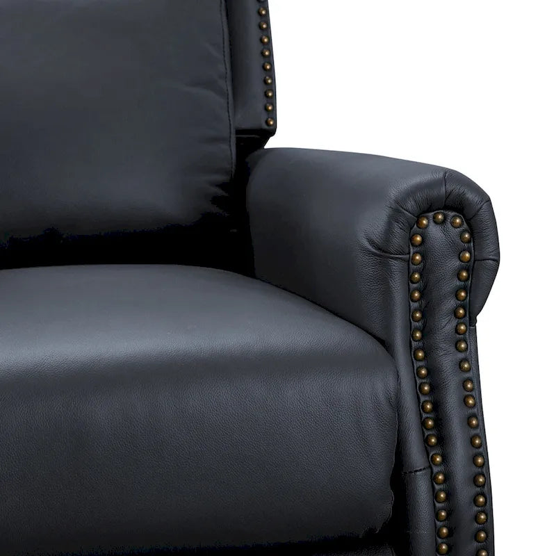 COZYMAN Genuine Leather Push Back Adjustable Recliner with Comfortable Arms for Living Room Chair