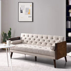 70 inch Futon Sofa Bed, Convertible 2 in 1 Love Seat Sleeper Sofa with 2 Throw Pillows
