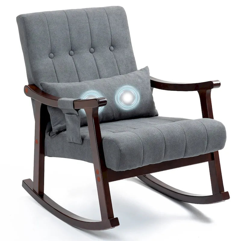 AVAWING Upholstered Rocking Chair with Massage Lumbar Support