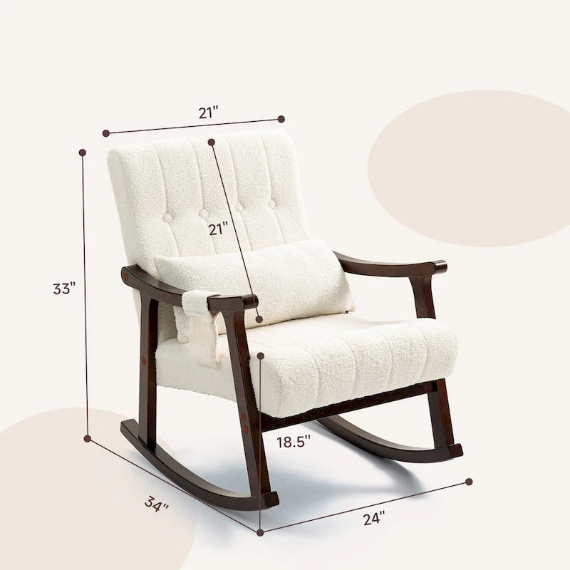 AVAWING Upholstered Rocking Chair with Massage Lumbar Support