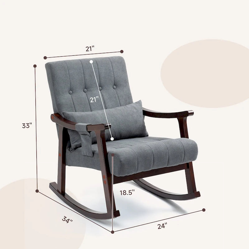 AVAWING Upholstered Rocking Chair with Massage Lumbar Support