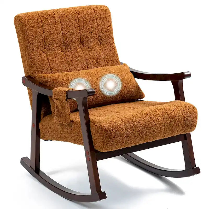 AVAWING Upholstered Rocking Chair with Massage Lumbar Support