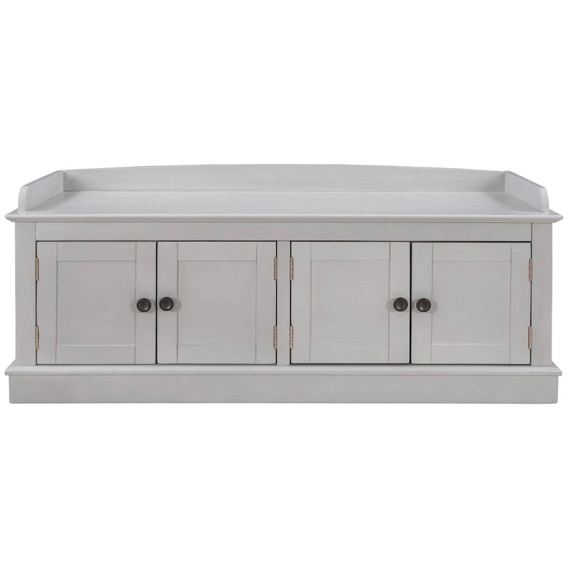 4-door Storage Bench with Adjustable Shelves and Removable Cushion - 42.7L x 15.9W x 17.4H