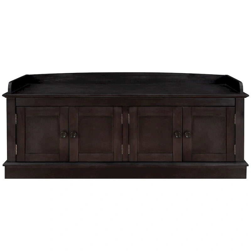 4-door Storage Bench with Adjustable Shelves and Removable Cushion - 42.7L x 15.9W x 17.4H