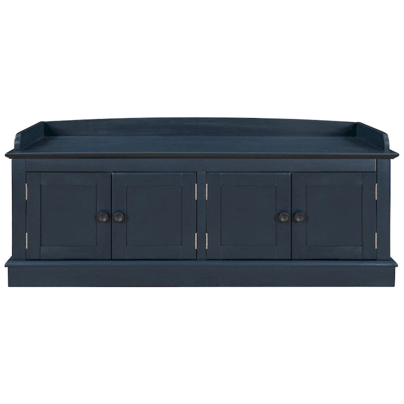 4-door Storage Bench with Adjustable Shelves and Removable Cushion - 42.7L x 15.9W x 17.4H