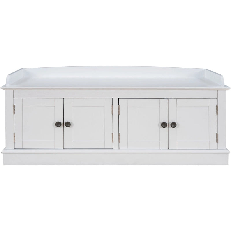 4-door Storage Bench with Adjustable Shelves and Removable Cushion - 42.7L x 15.9W x 17.4H