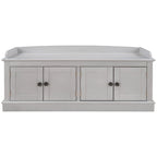 4-door Storage Bench with Adjustable Shelves and Removable Cushion - 42.7L x 15.9W x 17.4H