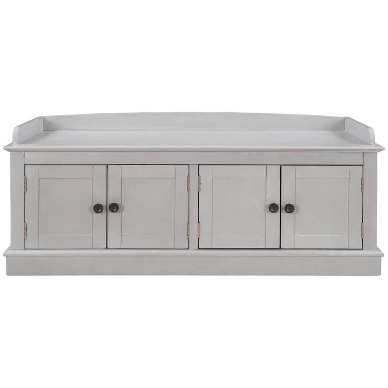 4-door Storage Bench with Adjustable Shelves and Removable Cushion - 42.7L x 15.9W x 17.4H