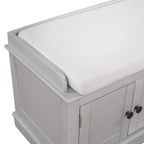 4-door Storage Bench with Adjustable Shelves and Removable Cushion - 42.7L x 15.9W x 17.4H