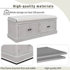 4-door Storage Bench with Adjustable Shelves and Removable Cushion - 42.7L x 15.9W x 17.4H