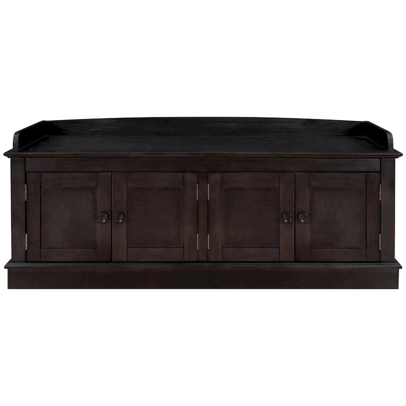 4-door Storage Bench with Adjustable Shelves and Removable Cushion - 42.7L x 15.9W x 17.4H