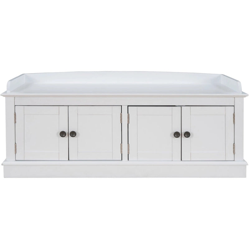 4-door Storage Bench with Adjustable Shelves and Removable Cushion - 42.7L x 15.9W x 17.4H