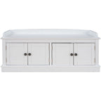 4-door Storage Bench with Adjustable Shelves and Removable Cushion - 42.7L x 15.9W x 17.4H