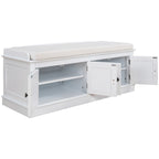 4-door Storage Bench with Adjustable Shelves and Removable Cushion - 42.7L x 15.9W x 17.4H