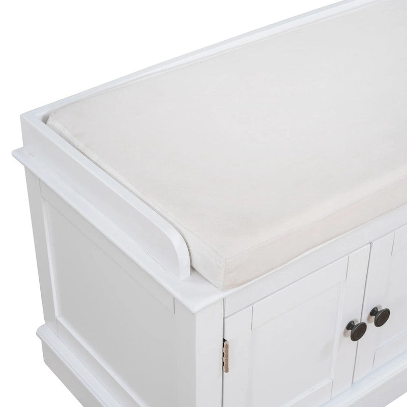 4-door Storage Bench with Adjustable Shelves and Removable Cushion - 42.7L x 15.9W x 17.4H