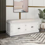 4-door Storage Bench with Adjustable Shelves and Removable Cushion - 42.7L x 15.9W x 17.4H