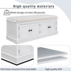 4-door Storage Bench with Adjustable Shelves and Removable Cushion - 42.7L x 15.9W x 17.4H