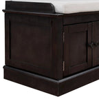 4-door Storage Bench with Adjustable Shelves and Removable Cushion - 42.7L x 15.9W x 17.4H