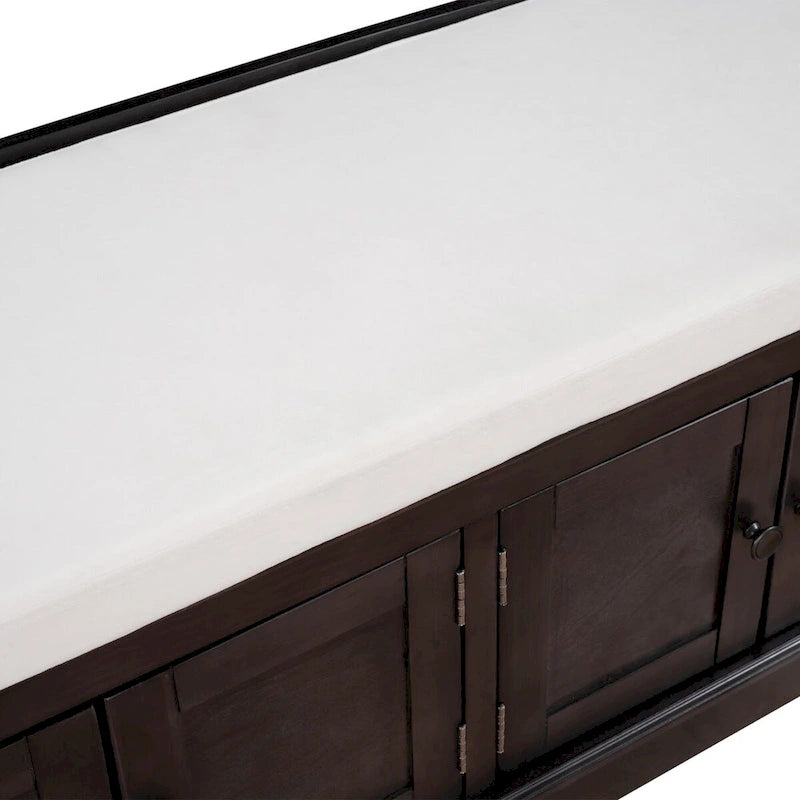 4-door Storage Bench with Adjustable Shelves and Removable Cushion - 42.7L x 15.9W x 17.4H