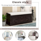 4-door Storage Bench with Adjustable Shelves and Removable Cushion - 42.7L x 15.9W x 17.4H