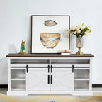 68 Rustic Sliding Barn Door TV Stand White TV Console for 80 TVs
