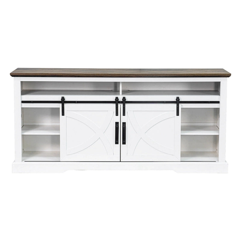 68 Rustic Sliding Barn Door TV Stand White TV Console for 80 TVs