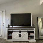 68 Rustic Sliding Barn Door TV Stand White TV Console for 80 TVs
