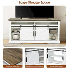 68 Rustic Sliding Barn Door TV Stand White TV Console for 80 TVs